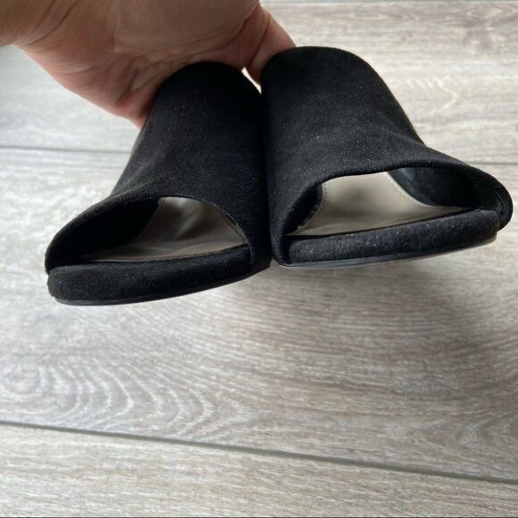 Zara  Black Faux Suede Clear Heel Slides - Picture 8 of 14